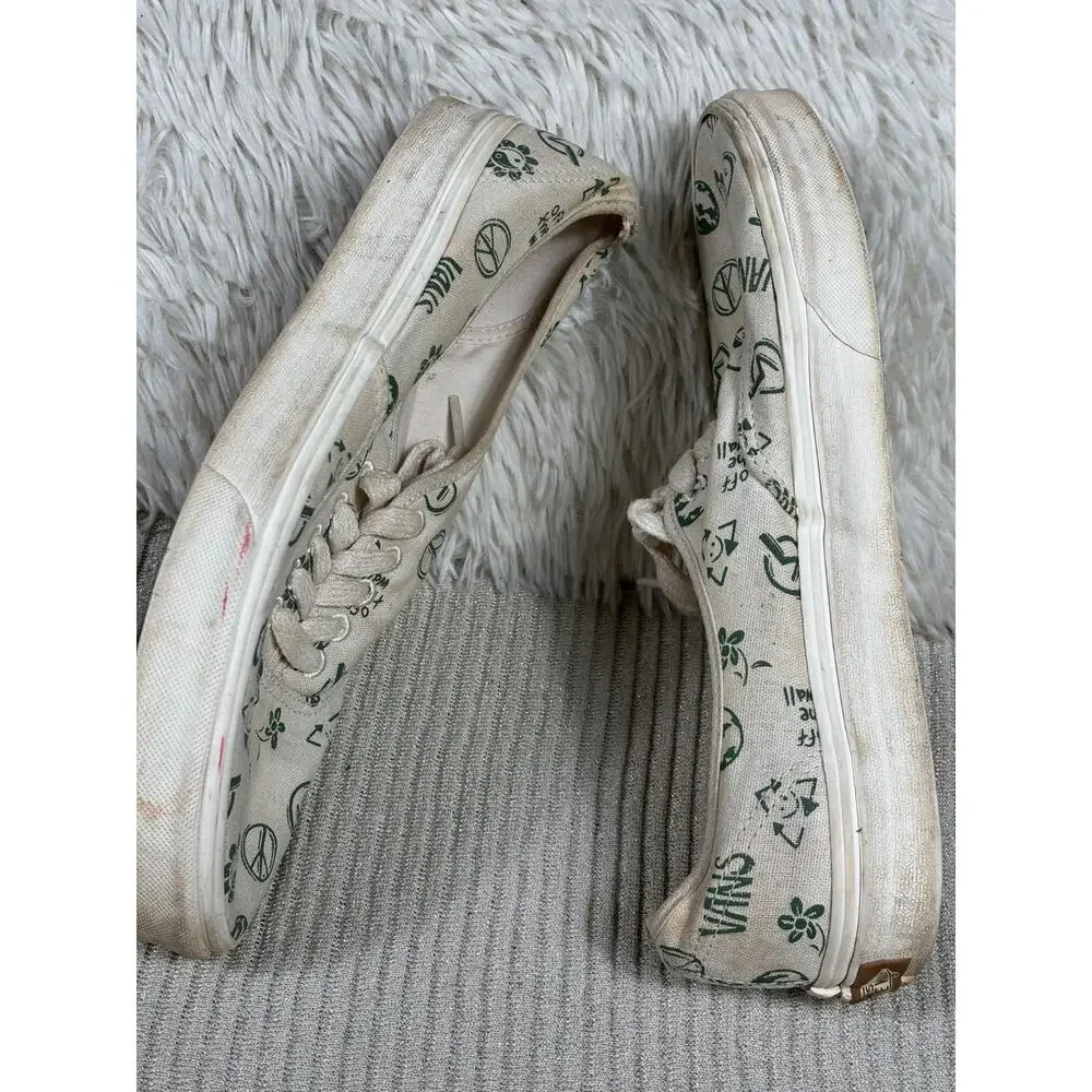 Vans Authentic Eco Theory In Our Hands Mens Size 10 White Green Skate Sneakers